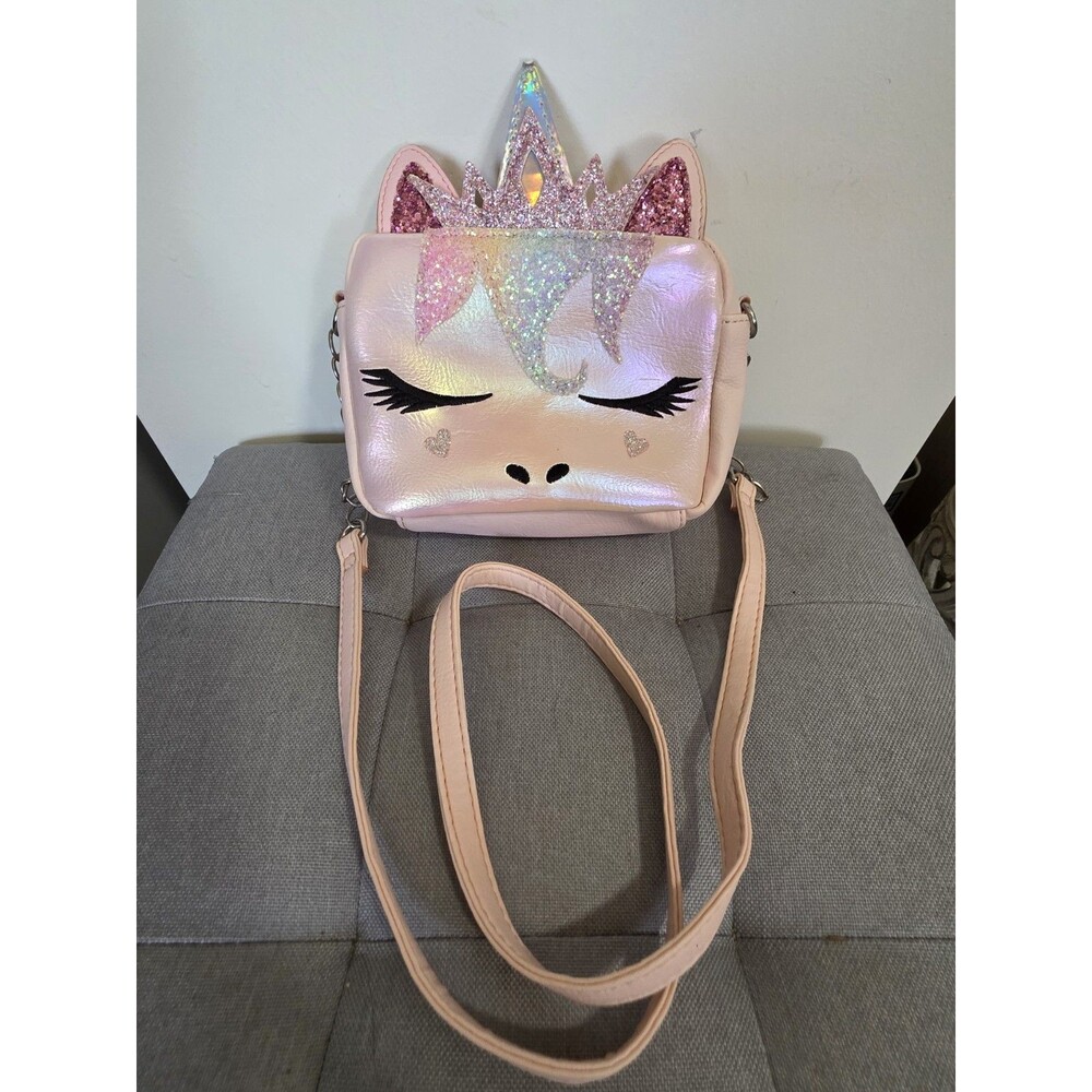 Adorable OMG! Pink Accessory MissGwen Unicorn Rainbow Glitter Crossbody Bag EuC